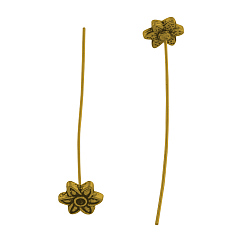Oro Antiguo Cabochon ajustes broche de aleación de estilo tibetano, con el pasador de latón, sin cadmio y níque y plomo, oro antiguo, 54x10 mm, pin: 1 mm, aptos para 2 mm rhinestone