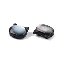 Shell de Labio negro Cuentas de concha de labio negro natural, cabeza de gato, 8.5x10x4 mm, agujero: 0.7 mm
