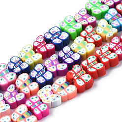 Mixed Color Handmade Polymer Clay Bead Strands, Butterfly, Mixed Color, 5.5~8.5x8~11x4~6.5mm, Hole: 1.6mm, about 38~40pcs/strand, 11.02 inch~11.22 inch(28~28.5cm)