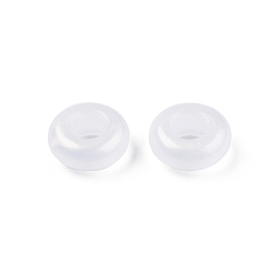 White Opaque Acrylic with Glitter Powder Beads, Donut, White, 12x5mm, Hole: 5.5mm