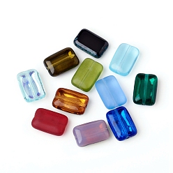 Mixed Color Czech Glass Beads, Electroplated or Transparent or Frosted Effect, Rectangle, Mixed Color, 12x8x4mm, Hole: 0.8mm, about 120pcs/bag