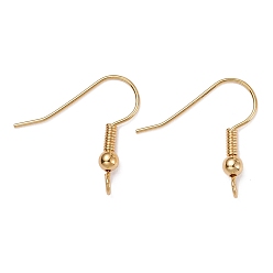 Real 18K Gold Plated Brass Earring Hooks, with Vertical Loop, Long-Lasting Plated, Real 18K Gold Plated, 19x20x3mm, Hole: 3mm, 24 Gauge, Pin: 0.5mm