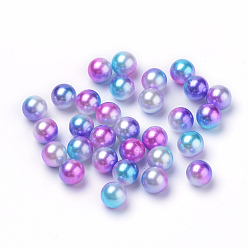 Orchidéeée Moyen Perles acrylique imitation arc-en-ciel, perles de sirène gradient, sans trou, ronde, moyen orchidée, 10 mm, environ 1000 pcs / 500 g