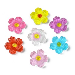 Mixed Color Translucent Resin Cabochons, Flower, Mixed Color, 9~9.5x2.2mm