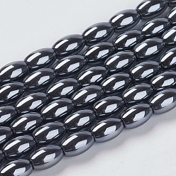 Negro No magnéticos hematites sintéticos, oval, negro, 9x6 mm, agujero: 1 mm, sobre 45 unidades / cadena