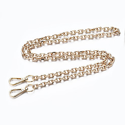 Light Gold Correas de cadenas de bolsa, cadenas de eslabones de cable de hierro, con anillo de puerta de aleación de resorte, para accesorios de reemplazo de bolsas, la luz de oro, 1190x9 mm