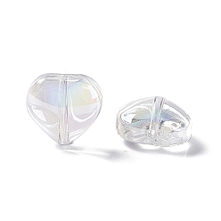 Clair Perles de verre electroplate, cœur, couleur ab , clair, 10x10x5mm, Trou: 1mm