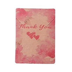Bois Solide Carton de cartes d'affichage de collier, rectangle avec motif coeur, burlywood, 6.95x5x0.05 cm