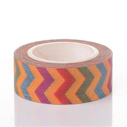 Colorido Patrón de onda diy scrapbook cintas de papel decorativas, cintas adhesivas, colorido, 15 mm, 10 m / rollo, 1 rollo / caja