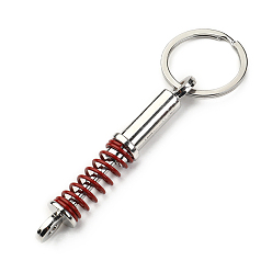 Rouge Foncé Porte-clés de pièces de ressort automobile imitation alliage de zinc, rouge foncé, 10.8x1.2 cm