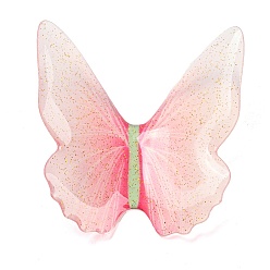 Pink Transparent Resin Cabochons, Glitter Butterfly, Pink, 37x36x8mm