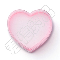 Hot Pink CHGCRAFT Plastic Ring Box, with Sponge, Heart, Hot Pink, 7.85x7.55x2.9cm