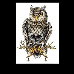 Желтая Старая Ткань  Съемные временные водостойкие татуировки с изображением совы, бумажные наклейки, старое кружево, 21x14.8 см