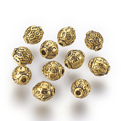 Or Antique Perles en alliage de style tibétain, sans plomb & sans nickel & sans cadmium , ronde, Or antique, 6mm, Trou: 1.5mm