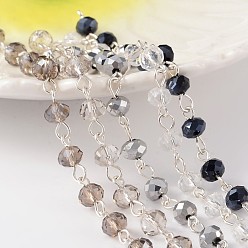 Coloré Chaînes de perles de verre à la main pour colliers bracelets faisant, avec épingle à œil en laiton plaqué couleur argent, non soudée, colorées, 39.3 pouce, sur 1 m / brin, 5strands / set