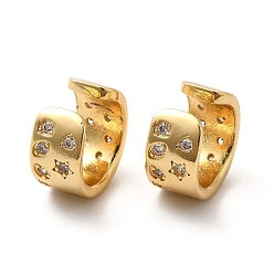 Real 18K Gold Plated Rack Plating Brass Cubic Zirconia Cuff Earrings, Long-Lasting Plated Jewelry for Women, Cadmium Free & Lead Free, Real 18K Gold Plated, 13x14x7mm