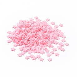 Бледно-Розовый Ручной полимерной глины кабошонов, звезда, розовый жемчуг, 5x5x1 мм