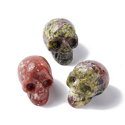 Sésamo del Jaspe Decoraciones caseras de jaspe de sésamo natural de halloween, cráneo, 51x29x36 mm