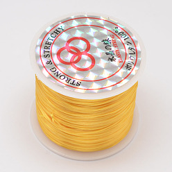 Oro Cuerda de cristal elástica plana, hilo de cuentas elástico, para hacer la pulsera elástica, oro, 0.8 mm, aproximadamente 54.68 yardas (50 m) / rollo