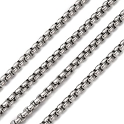 Stainless Steel Color Men's Jewelry Making 304 Stainless Steel Box Chains, Unwelded, Stainless Steel Color, 4x4x2mm