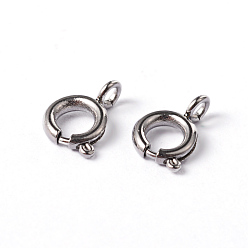 Stainless Steel Color 304 Stainless Steel Smooth Surface Spring Ring Clasps, Stainless Steel Color, 7.5x5x1.2mm, Hole: 1.5mm