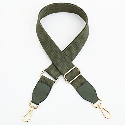Vert Olive Foncé Large bandoulière réglable en coton de couleur unie, avec fermoir pivotant, pour les accessoires de remplacement de sac, or et de lumière, vert olive foncé, 88~145.5x3.7 cm
