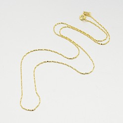 Golden 925 Sterling Silver Chain Necklaces, with Spring Ring Clasps, Thin Chain, Golden, 18 inch, 0.8mm