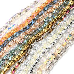 Mixed Color Electroplate Glass Beads Strands, Faceted, Fish, Mixed Style, Mixed Color, 10.5x6x5mm, Hole: 1.4mm, about 55pcs/strand, 21.97 inch(55.8cm)