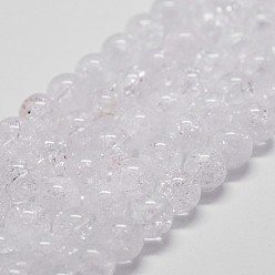 Quartz Crystal Natural Quartz Crystal Beads Strands, Rock Crystal Beads, Round, 8mm, Hole: 1mm, about 51pcs/strand, 14.9 inch~15.1 inch