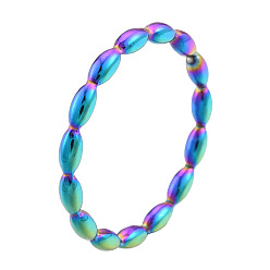 Rainbow Color Ионное покрытие (ip) 201 рисовое кольцо из нержавеющей стали для женщин, Радуга цветов, размер США 8 (18.1 мм)