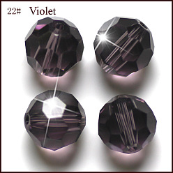 Violet Bleu Imitations de perles de cristal autrichien, grade de aaa, à facettes (32 facettes), ronde, bleu violet, 10mm, Trou: 0.9~1mm