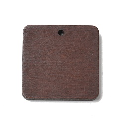 Brun De Noix De Coco Pendentifs en bois peint par pulvérisation, breloques carrées ton bois de noyer, brun coco, 27x27x4mm, Trou: 2mm
