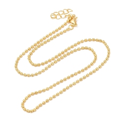 Real 18K Gold Plated Rack Plating Brass Ball Chain Necklace for Women, Lead Free & Cadmium Free, Real 18K Gold Plated, 17.83 inch(45.3cm)