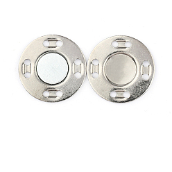 Platinum Iron Magnetic Buttons Snap Magnet Fastener, Flat Round, for Cloth & Purse Makings, Platinum, 2cm
