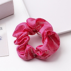 Deep Pink Polka Dot Pattern Cloth Elastic Hair Ties Scrunchie/Scrunchy Hair Ties for Girls or Women, Deep Pink, 40mm