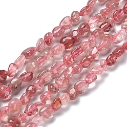 Strawberry Quartz Natural Strawberry Quartz Beads Strands, Nuggets, 7.5~16x7.5~9x4~7mm, Hole: 0.9mm, about 41~44pcs/strand, 16.14''~17.32''(41~44cm)