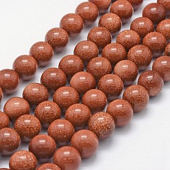 Pierre D'or Synthétiques perles goldstone brins, ronde, 12mm, Trou: 1mm, Environ 31 pcs/chapelet, 14.2 pouces ~ 14.6 pouces (36~37 cm)