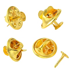 Golden Brass Lapel Pin Backs, Tie Tack Pin, Brooch Findings, Golden, Tray: 11~12mm, Pin: 5x8mm