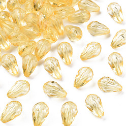 Pale Goldenrod Transparent Acrylic Beads, Faceted, Teardrop, Pale Goldenrod, 12x8mm, Hole: 1.5mm, about 1338pcs/500g