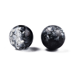 Noir Transparent perles acryliques craquelés, ronde, noir, 8x7.5mm, Trou: 1.8mm, à propos de 1700pc / 500g