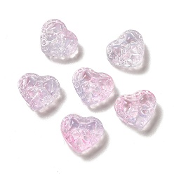 Rose Nacré Des billes de verre, coeur avec bowknot, perle rose, 14x16x7.5mm, Trou: 1.2mm