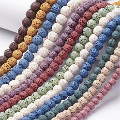 Couleur Mélangete Brins de perles de lave naturelle teints, cœur, couleur mixte, 20~21x20~21x7~8mm, Trou: 1mm, Environ 20 pcs/chapelet, 15.55 pouce