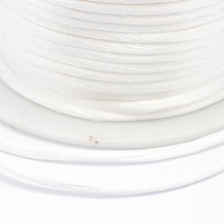 Blanc Polyester cordon, cordon de rattail satiné, pour la fabrication de bijoux en perles, nouage chinois, blanc, 2 mm, environ 100 mètres / rouleau