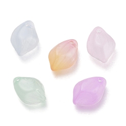 Color mezclado Colgantes de cristal de gelatina de imitación, pétalo, color mezclado, 13x9x5 mm, agujero: 1 mm
