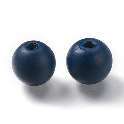 Bleu Marine Perles de bois naturel peintes, ronde, bleu marine, 16mm, Trou: 4mm