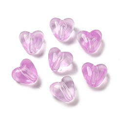 Фиолетовый Прозрачные акриловые бусины, сердце, фиолетовые, 9.6x10.5x7 мм, отверстие : 1.8 мм, Около 1120 шт / 500 г