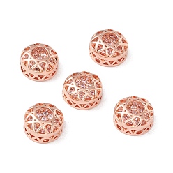 Pink Eslabones de varios hilos de circonita cúbica de latón ecológico, sin níquel, chapado en rack, sin plomo y cadmio, plano y redondo, rosa, 10x5 mm, agujero: 1.2 mm