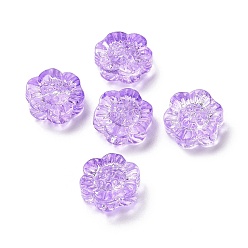 Violet Bleu Perles de verre peintes par pulvérisation transparent, lotus, bleu violet, 13x14x6mm, Trou: 1.2mm