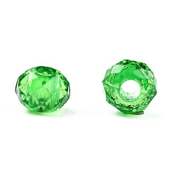 Verde Abalorios de acrílico transparentes, facetados, Rondana plana, verde, 4x3.5 mm, agujero: 1.5 mm, Sobre 14000 unidades / 500 g