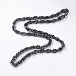 Gunmetal Trendy Men's Chain Necklaces, 304 Stainless Steel Chain Necklaces, with Lobster Claw Clasp, Gunmetal, 25.59 inch(65cm), 7mm